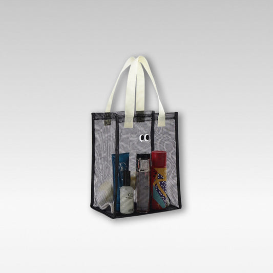 Kids mesh beach tote bag, sand-free, quick-dry, for toys and essentials, blue