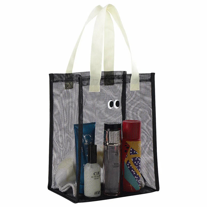 Foldable mesh beach bag for children, convenient storage and sand-free design