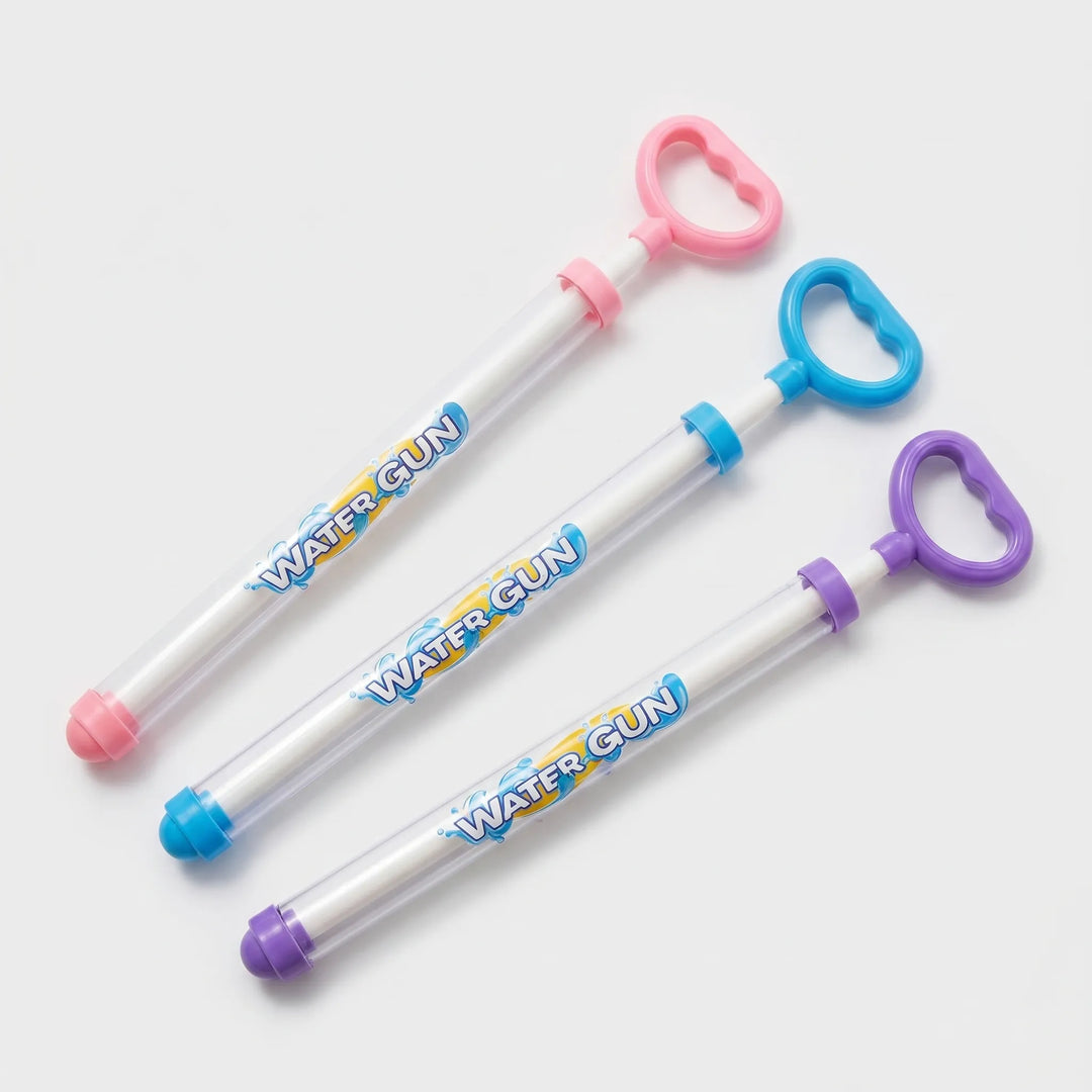 Vibrant pull-action water gun 3-pack for children. Ideal summer toys for exciting water fights and outdoor fun.