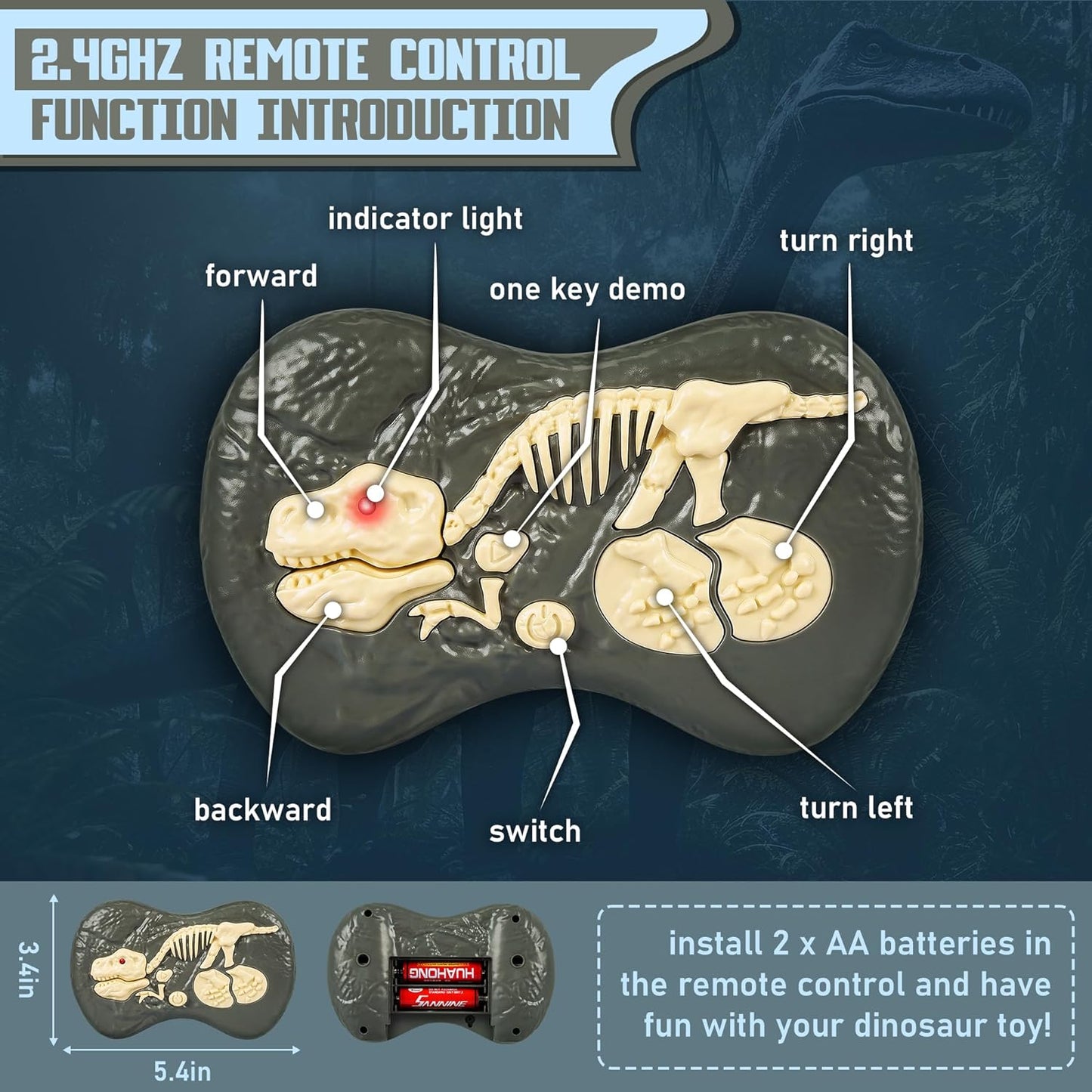 Boy playing with a lifelike remote control Velociraptor dinosaur, an educational & engaging RC electronic toy.