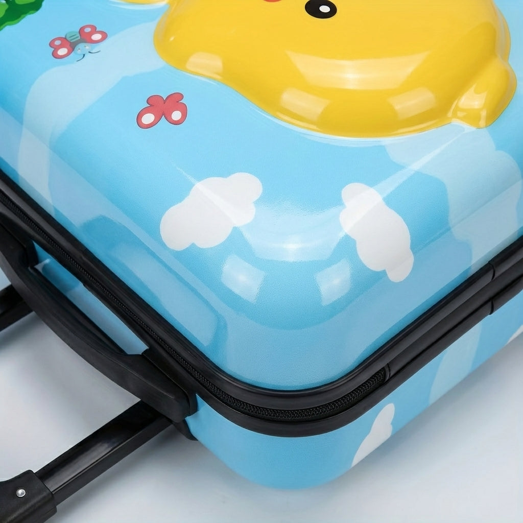 Fox design children's rolling suitcase, durable and adventure-ready travel gear for kids.
