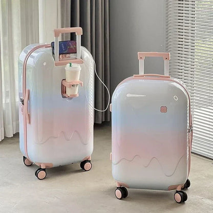 Secure kids' travel bag with combination lock for family vacations. Easy rolling design.