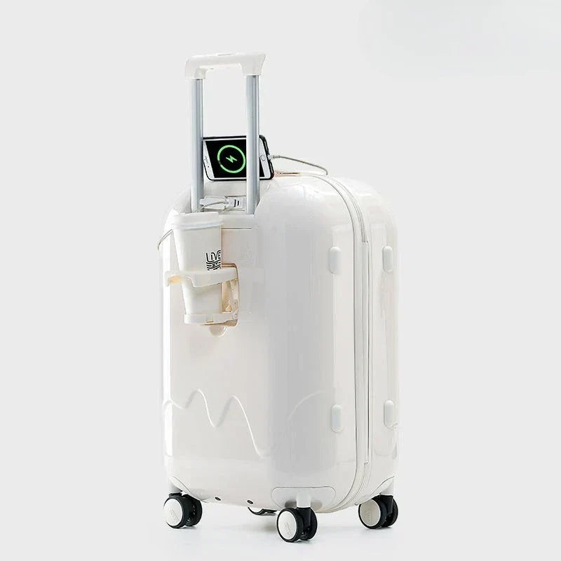 Colorful kids' trolley suitcase, secure with combination lock. Best child's luggage for travel.