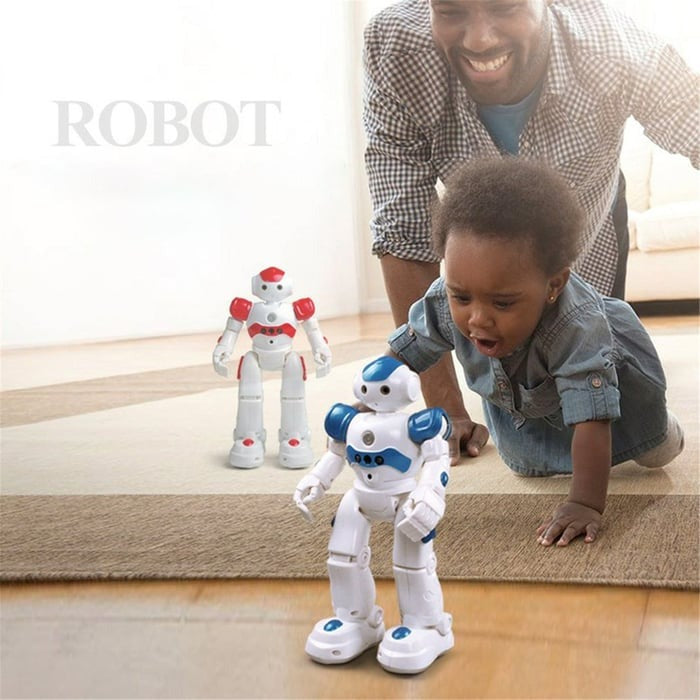 Smart robot toy for kids, teaching basic programming and interactive play.