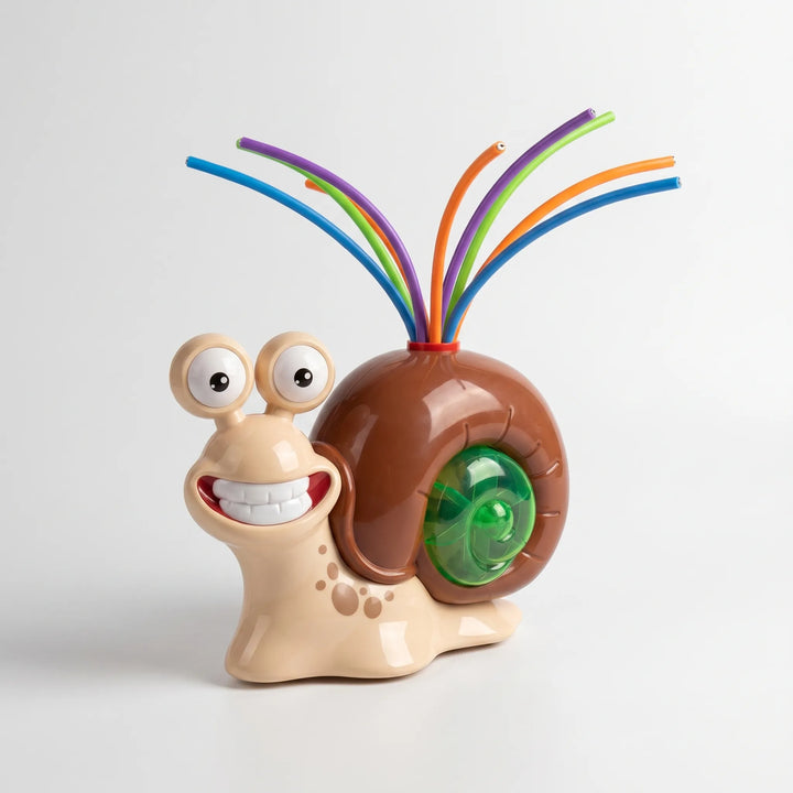 Fun kids' snail water sprinkler batting game. Great outdoor activity toy for summer water play and active children.