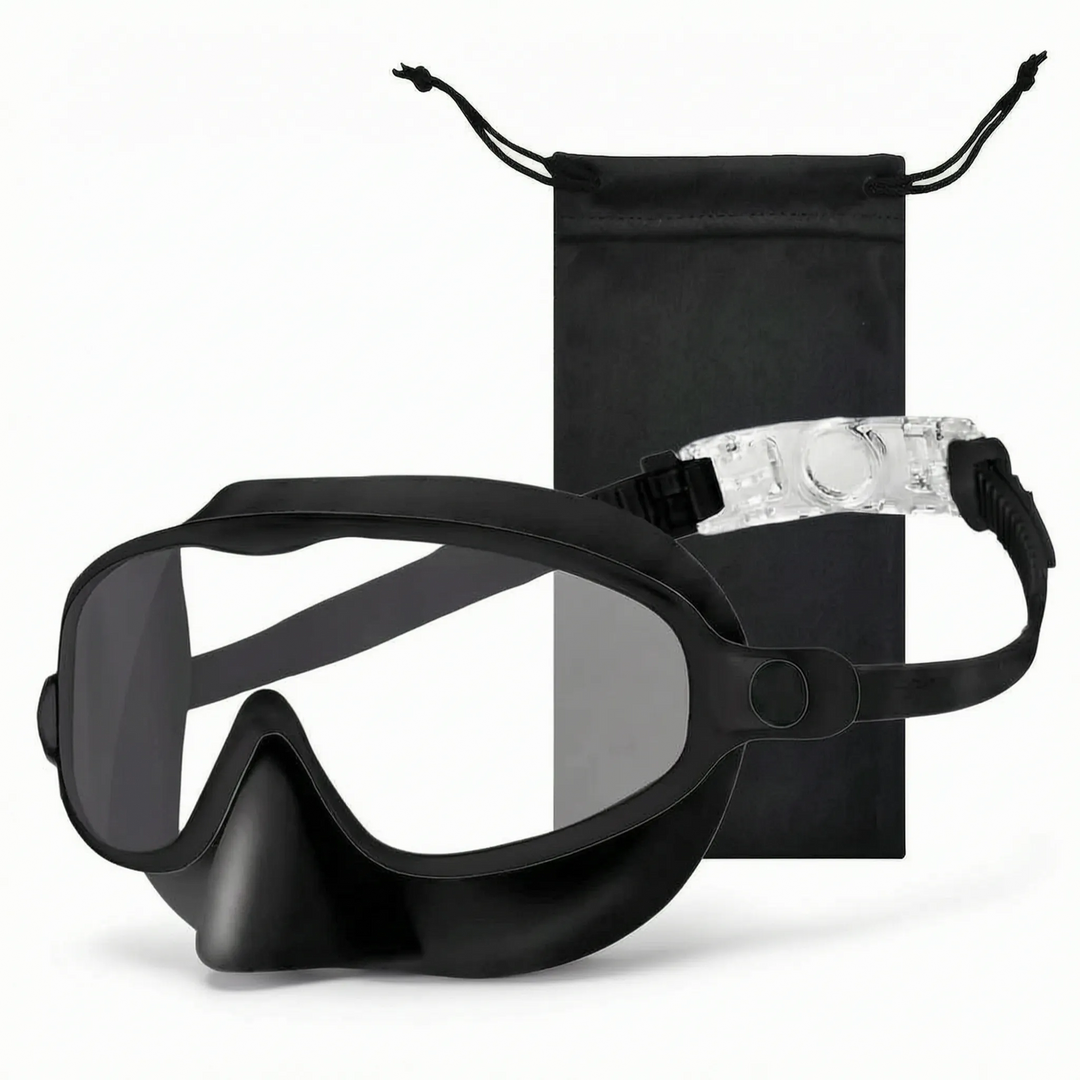 Children's diving mask with comfortable nose cover and clear lens for underwater exploration & fun.