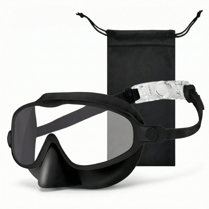 Children's diving mask with comfortable nose cover and clear lens for underwater exploration & fun.