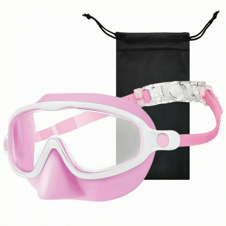 Outdoor kids' swim mask with integrated nose cover, offering clear visibility for pool and ocean play.