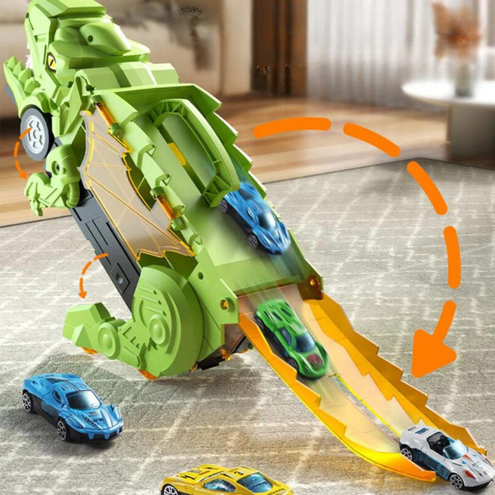 Exciting dinosaur toy truck playset with collectible mini cars; transforms for endless creative fun.