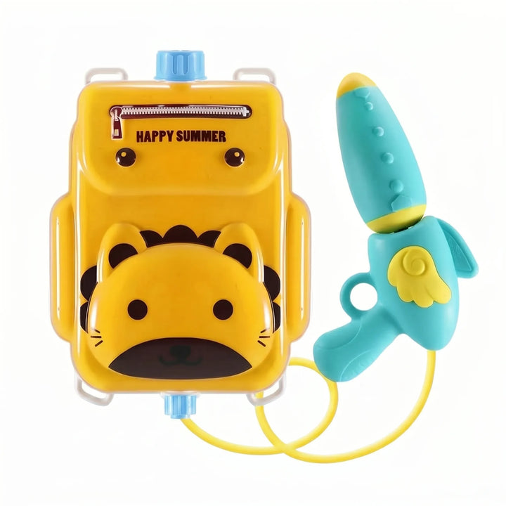 Kids' water blaster backpack toy, an animal-themed wearable water gun for pool and outdoor play.