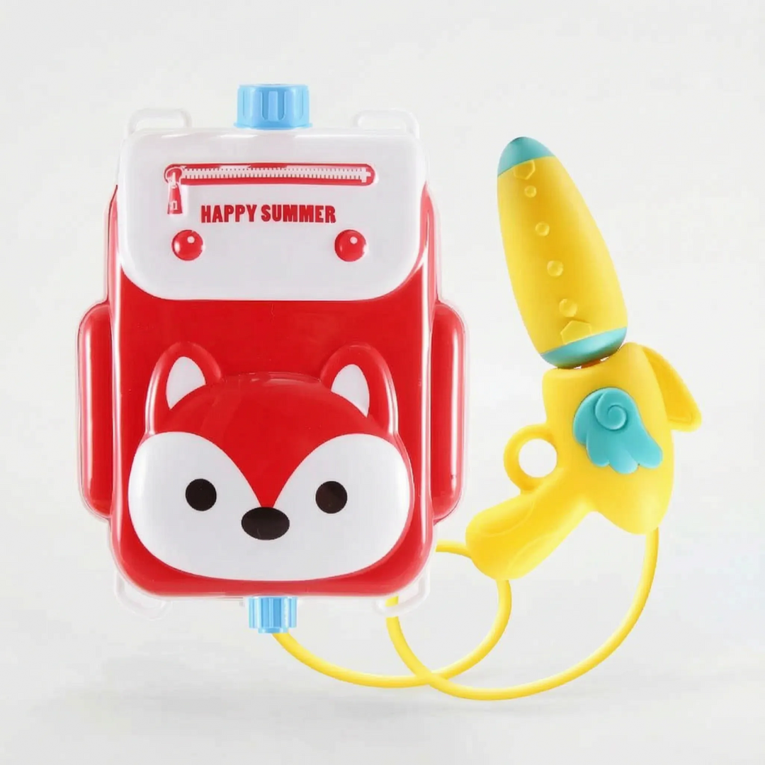 Wearable animal backpack water gun for kids, ideal for summer outdoor play & water battles.