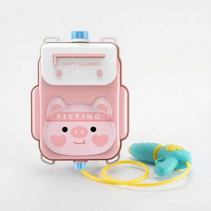 Cute animal backpack water toy for children, a fun water blaster for beach and pool playtime.