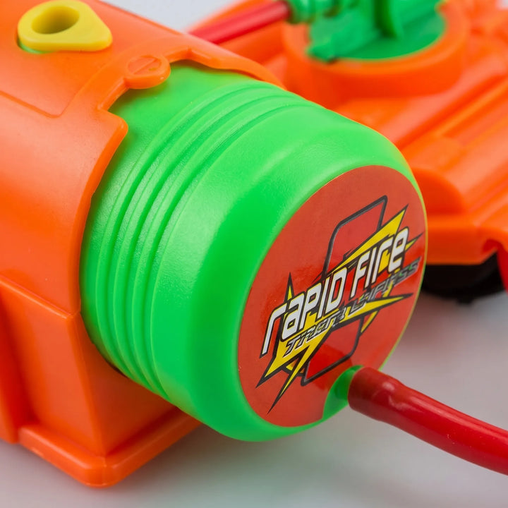 Children's wrist-mounted water gun, ideal for active outdoor play & hands-free water games. Durable design.