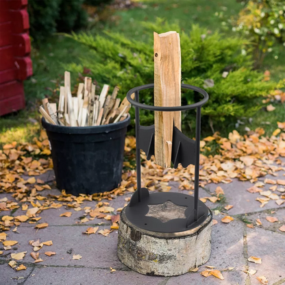 Effortless Kindling Cracker tool. Quickly split small logs into kindling for your fire pit, wood stove, or fireplace.