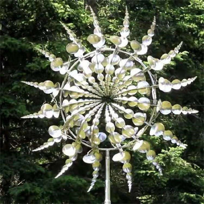 Durable, rust-resistant kinetic metal garden wind spinner; weatherproof outdoor sculpture for lasting yard and patio decor.