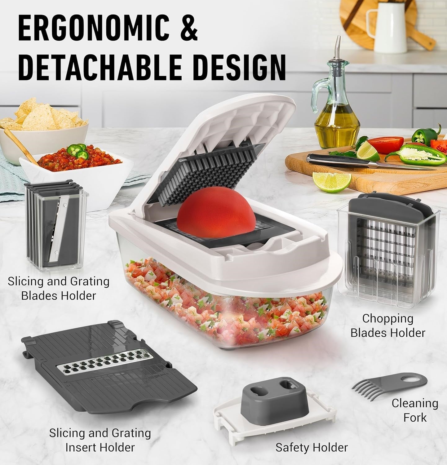 Efficient kitchen helper: 8-blade vegetable slicer & dicer for quick meal prep and healthy cooking.