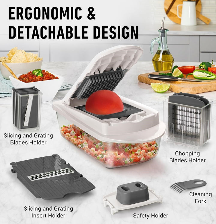Efficient kitchen helper: 8-blade vegetable slicer & dicer for quick meal prep and healthy cooking.