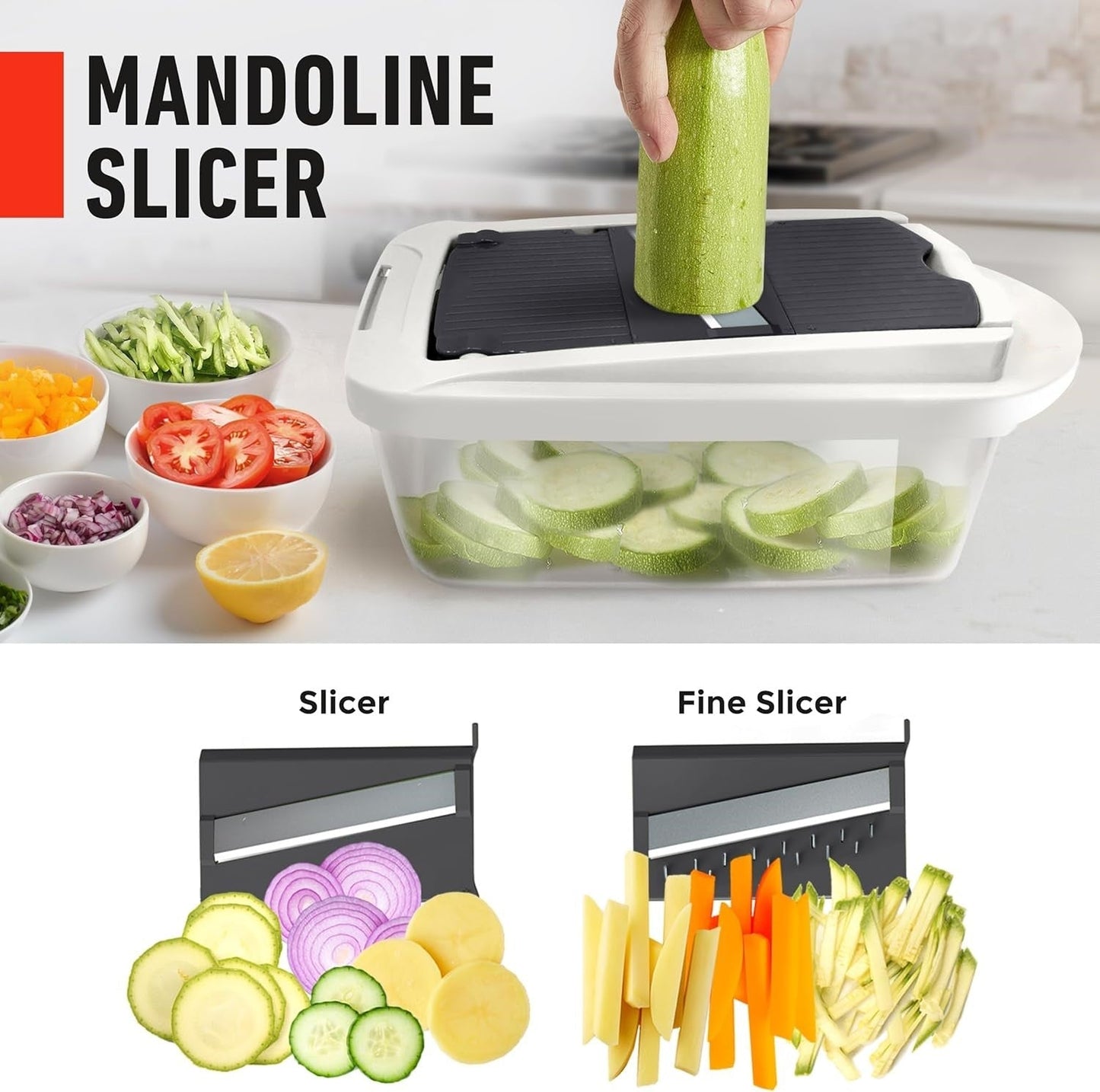 Stainless steel 8-blade vegetable slicer & grater for precise cutting and efficient kitchen prep.