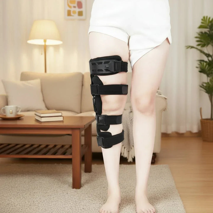 Front view of Kneielease knee support. Compression knee brace offers joint support & pain relief for men & women.