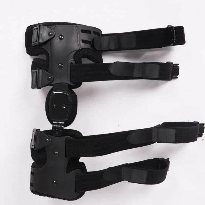 Close-up of breathable fabric & adjustable straps on Kneielease knee support, ensuring comfort & stability.