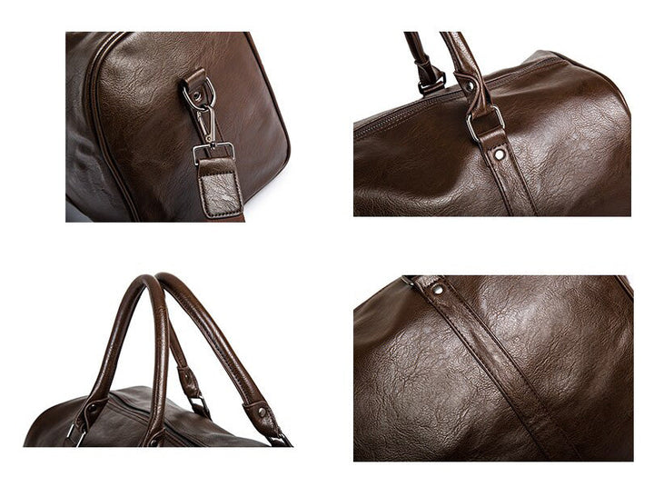 Stylish unisex large faux leather travel duffel. Lightweight, spacious, your ideal weekend carry-on.