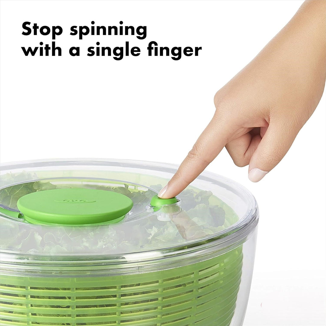 Essential kitchen gadget: large salad spinner to wash and dry fresh produce.