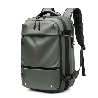 Interior view of the vacuum compression unisex travel backpack, showcasing spacious compartments for efficient packing.
