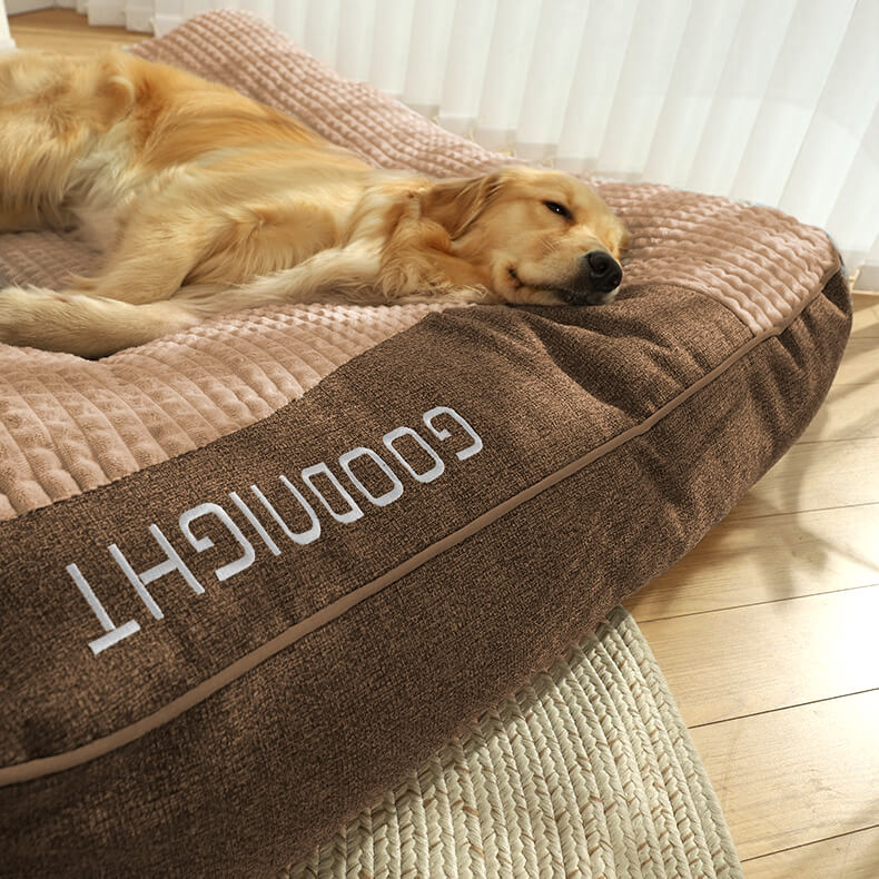 Durable, scratch-resistant large dog bed, easily washable for lasting comfort & support.