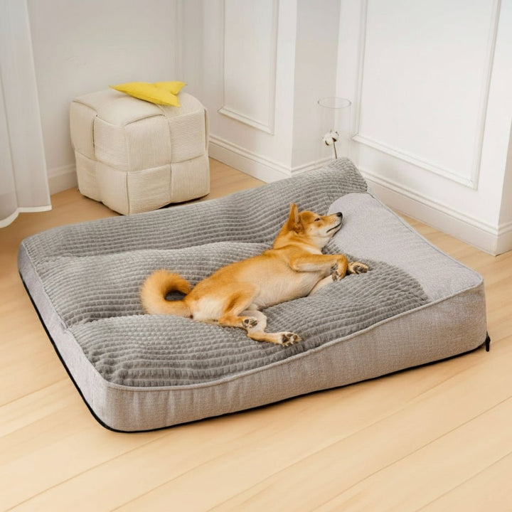 High-quality orthopedic dog bed for large breeds, featuring scratch-resistant fabric.