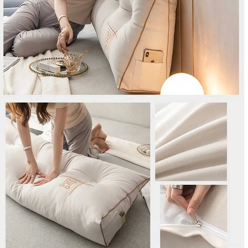 Generous large plush pillow offering premium back support, a must-have for home comfort.
