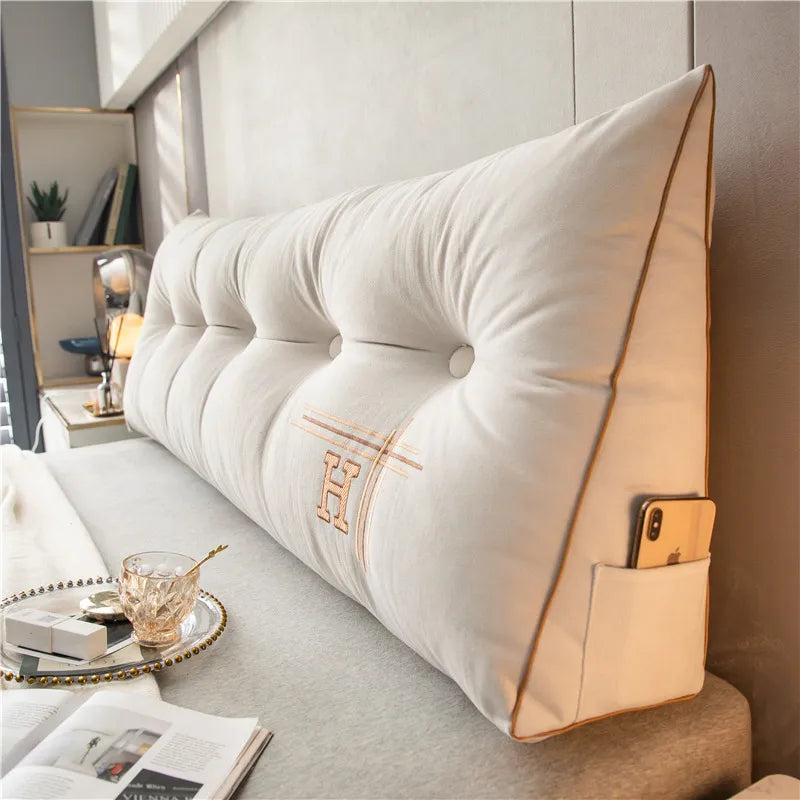 Cozy large plush reading pillow, perfect for bed or sofa back support.