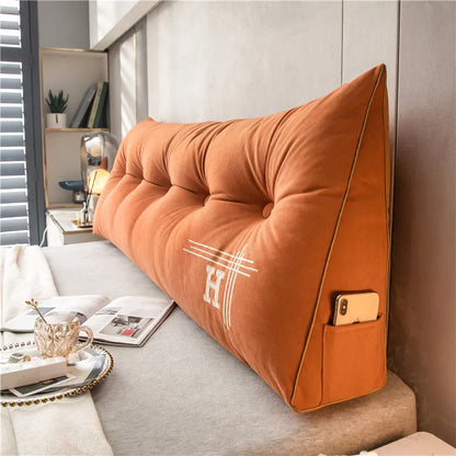 Ultimate relaxation with a large plush bed pillow, great for back support.