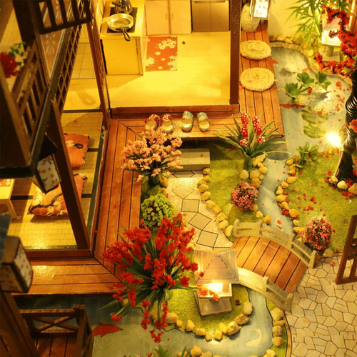 Engaging hobby kit: Build a realistic wooden dollhouse, complete with furniture & LED lighting, for adult crafters.