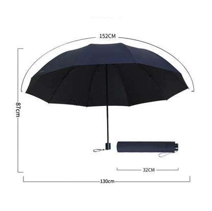 Super large umbrella protecting a family of 3-4 from rain and sun. Ideal group windproof umbrella.