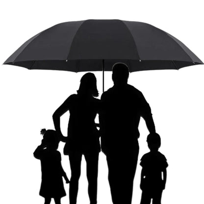 Heavy-duty windproof rain umbrella, super large for family. Durable protection against harsh weather.