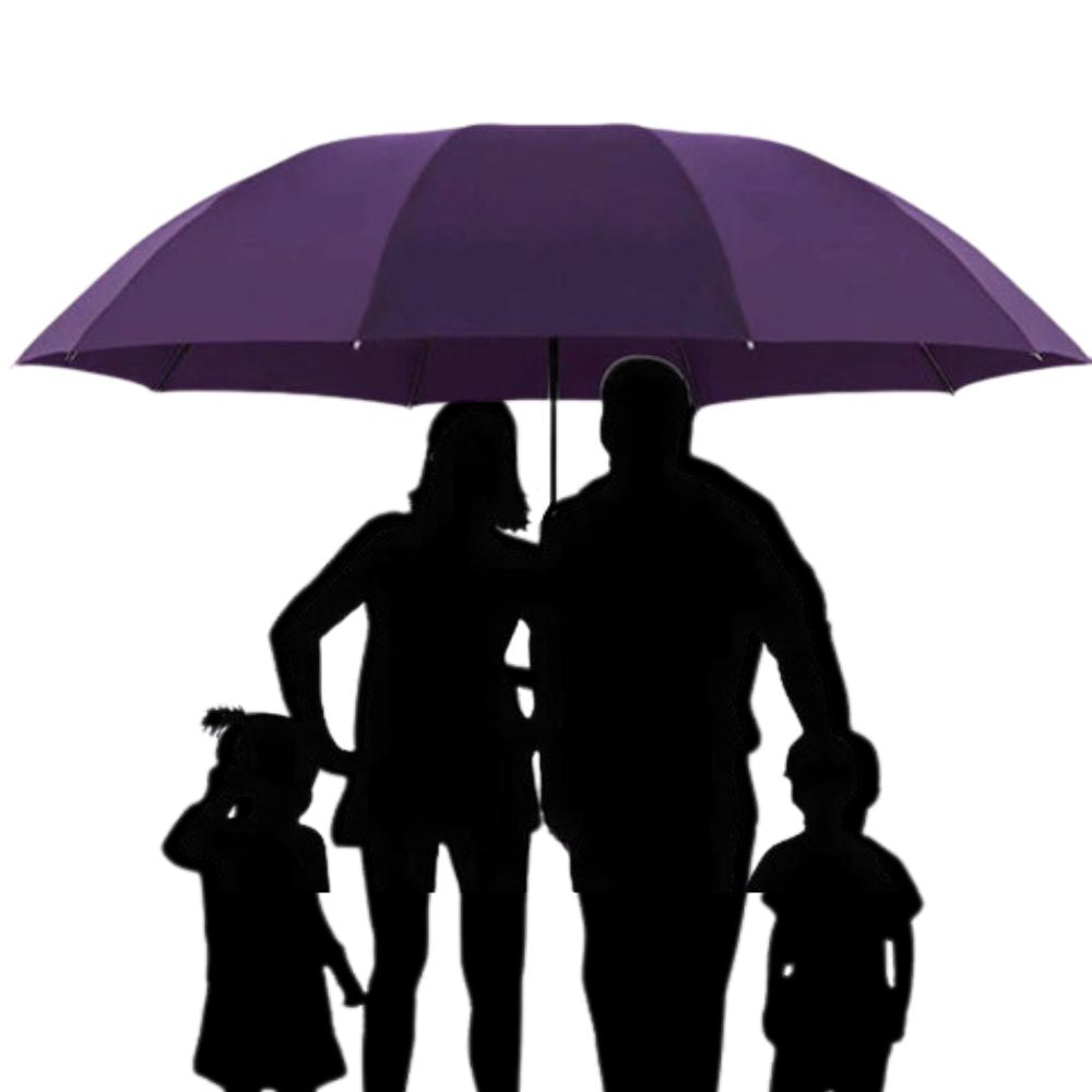 Unisex super large umbrella, easy to carry despite its size, offers windproof protection for family.