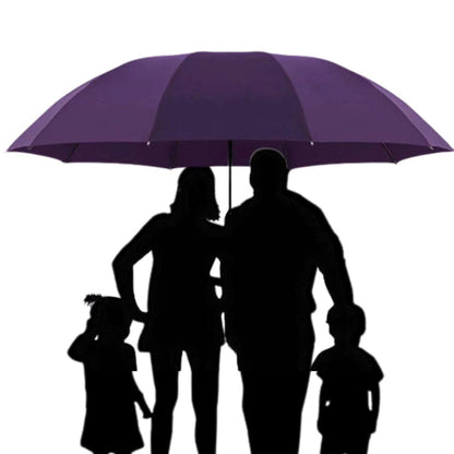 Unisex super large umbrella, easy to carry despite its size, offers windproof protection for family.