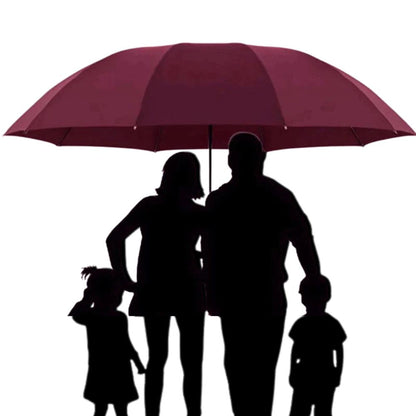 Versatile large windproof umbrella, ideal for family protection from rain, sun & strong winds. Durable.