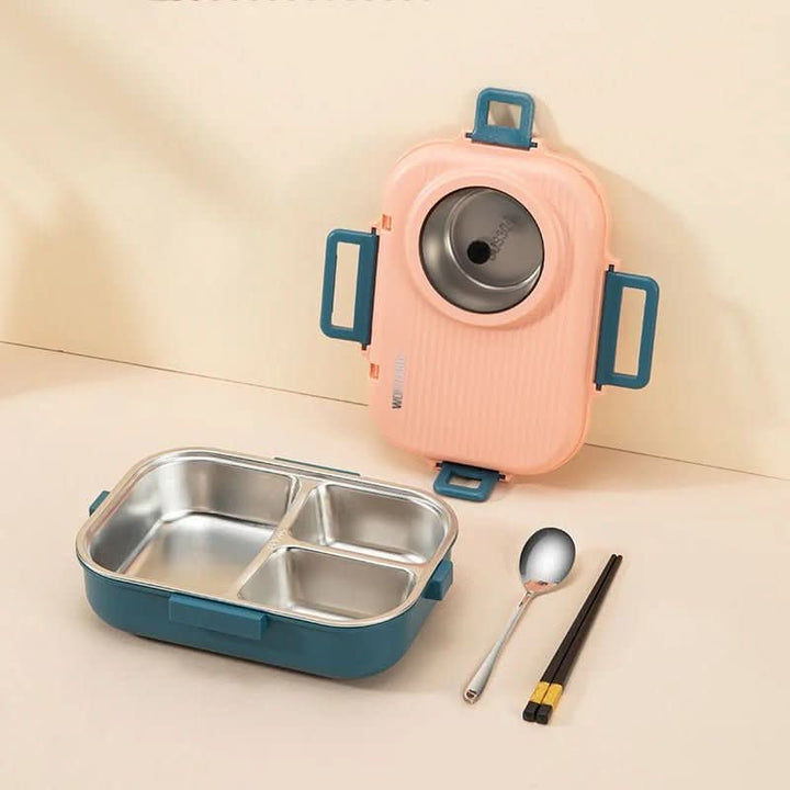 Robust leak-proof stainless steel lunchbox with 3 sections, built for daily meal prep & travel.