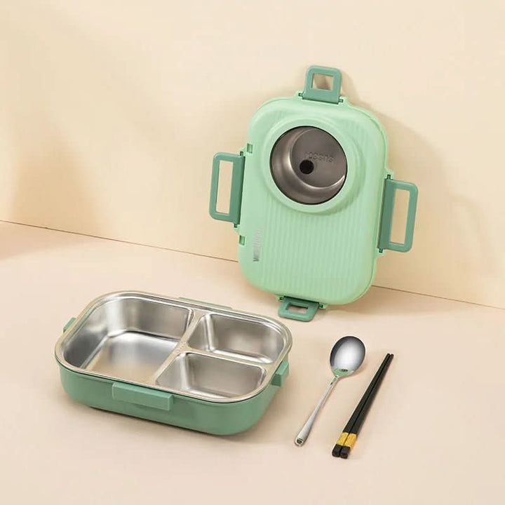 Organize meals easily with this 3-compartment stainless steel lunchbox, leak-proof design.