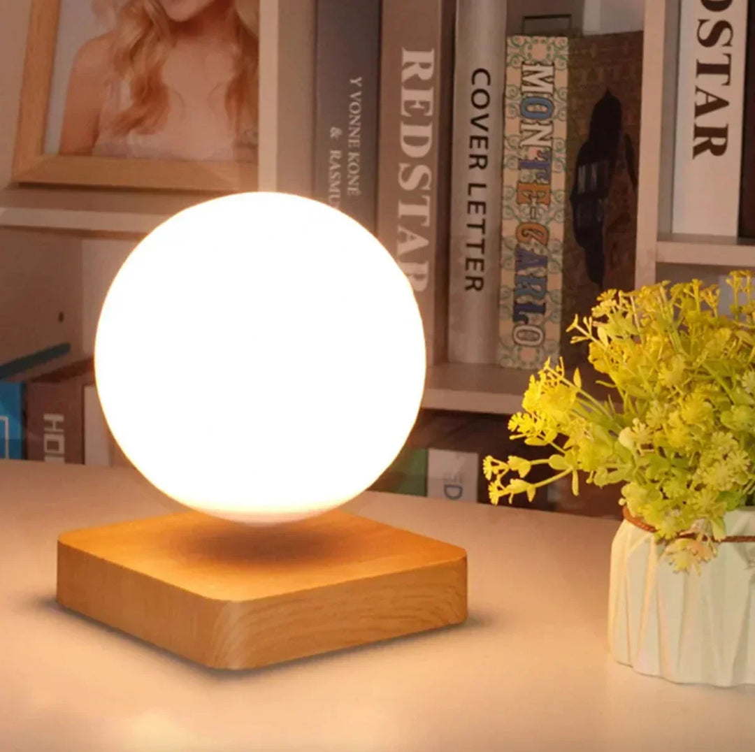 Levitating Moon Lamp, a unique floating LED light for modern home decor and ambient bedroom lighting.