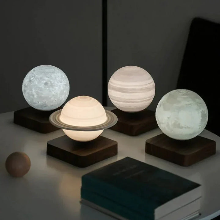Floating moon night light, a mesmerizing LED lamp creating a peaceful ambiance in any bedroom. Unique gift.