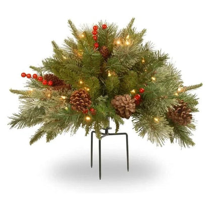 Realistic Feel Real pre-lit artificial Christmas urn filler with timer, a festive home accent.