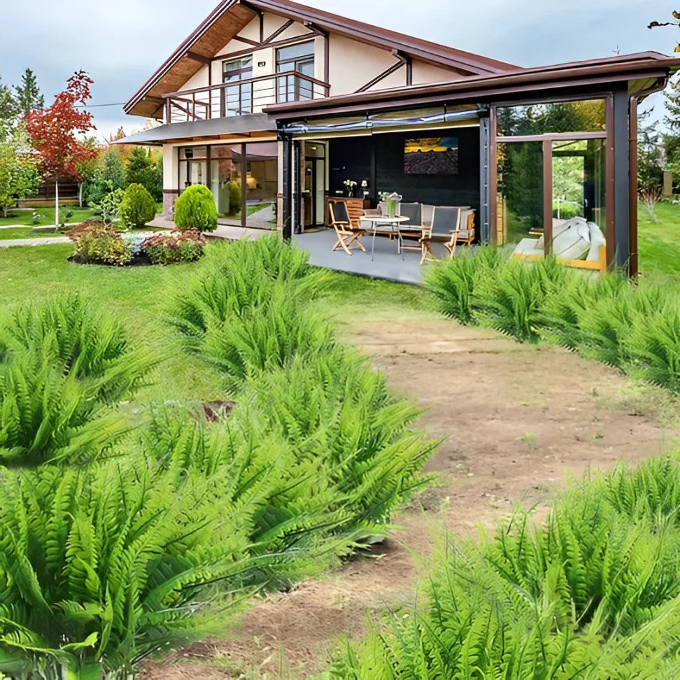 UV resistant fake Boston fern for outdoor patio decor. Enjoy lifelike greenery without the maintenance.