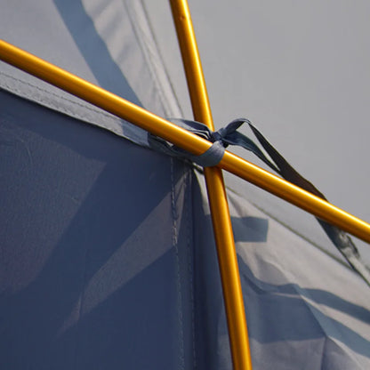 Spacious interior view of a 2-person lightweight backpacking tent, comfy camping shelter.