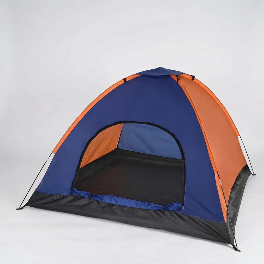 Compact 3-4 person dome tent, ideal for backpacking & hiking trips. Quick setup outdoor camping shelter for travel.