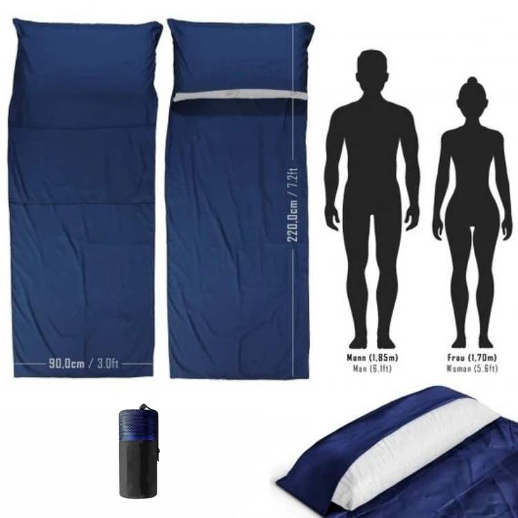 Portable 3-season microfiber sleeping bag, ideal for camping and backpacking trips.
