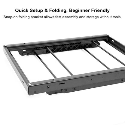 A lightweight aluminum camping table holding various camp kitchen items, demonstrating its stability and functionality as outdoor gear.