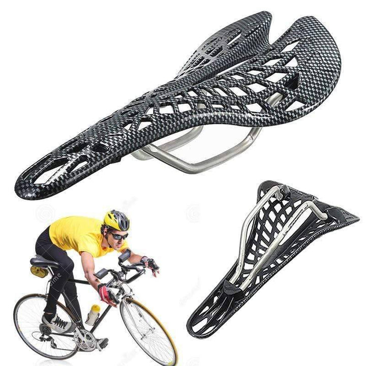Durable carbon fiber cycling seat, enhancing bike performance and comfort for riders