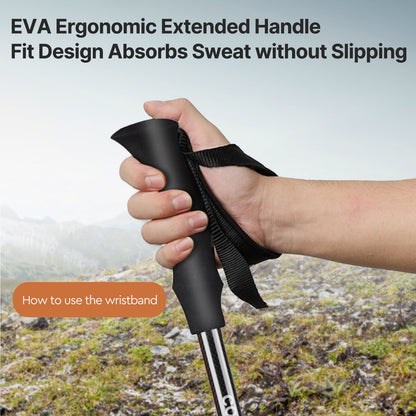 Unisex carbon fiber trekking pole with quick-lock system for easy adjustment.